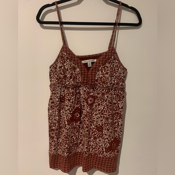 American Eagle Outfitters Tops - American Eagle Outfitters Tank Top Size Large VNeck Floral Burgundy/White